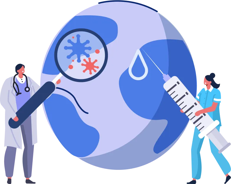 Ilustración de medicos encontrando enfermedades